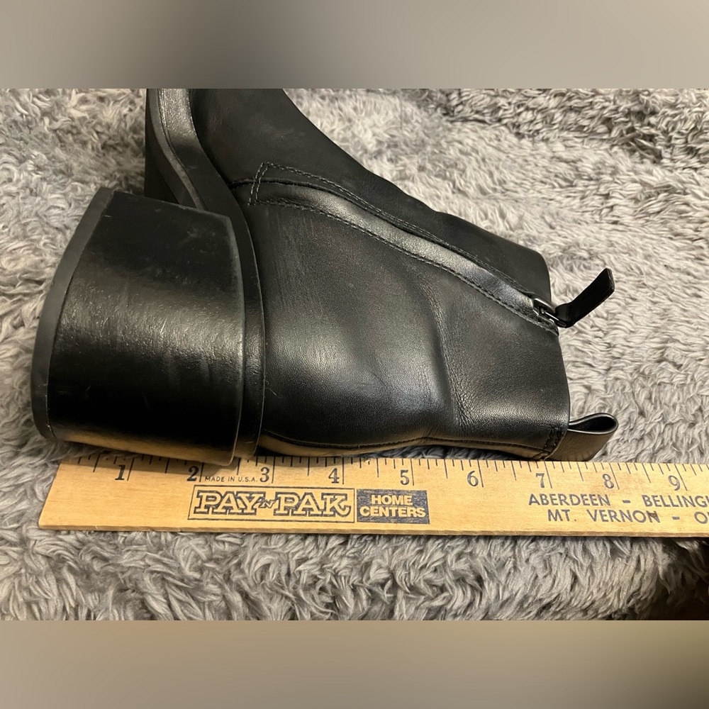 Franco Sarto Dalden Black Boots Booties Leather Block Heel Sz 7.5 - Picture 4 of 11